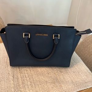 Michael Kors Navy Leather Handbag